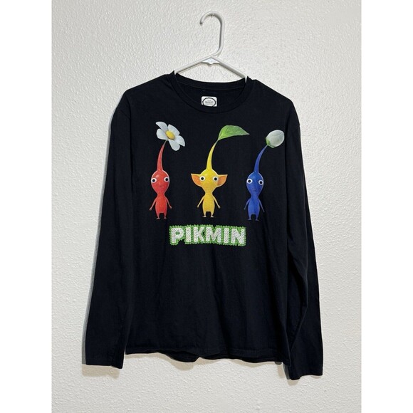 Pikmin LS Shirt Black Mens Graphic Comic Con Official Club Nintendo Promo Small
